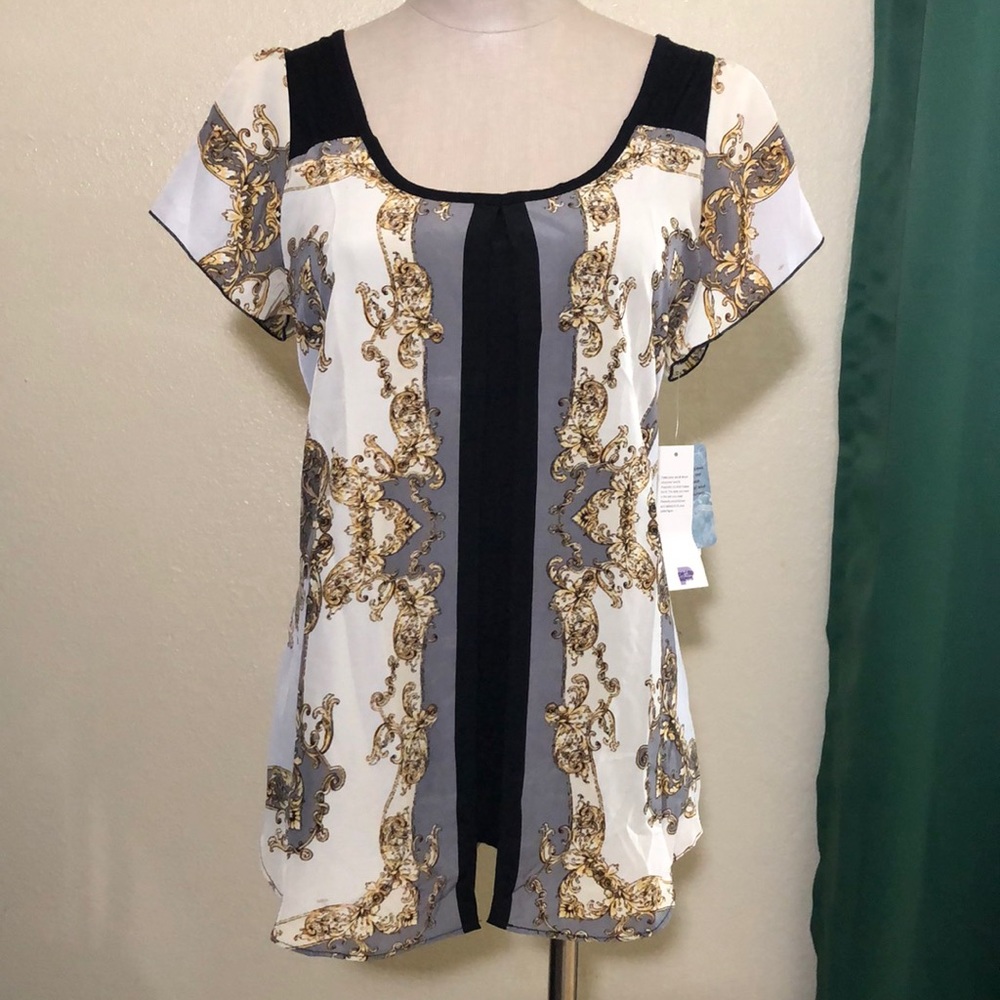 Charcoal Vintage Print Blouse